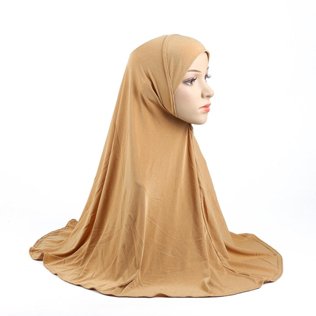 H062 Great Size Pray Hijab 70*70cm Muslim Amira Hijab Plain Pull On Islamic Scarf Head Wrap Headband