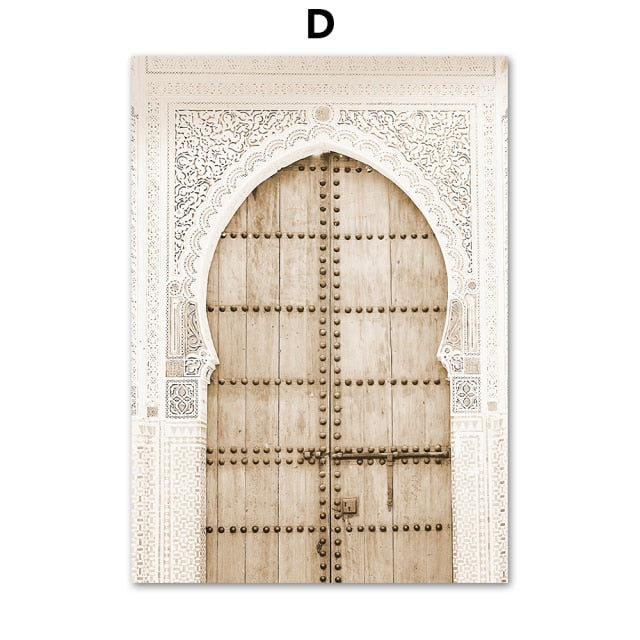 Beige Mosque Islamic Quotes Moroccan Archway Posters And Prints Wall Art Canvas Painting Wall Pictures For Living Room Decor