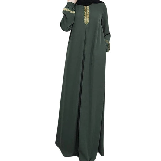 Ladies Retro Muslim Loose Printed Long Sleeve Dress 2021 New Elegant Casual Islamic Dubai Turkey Plus Size Prayer Robe Dress