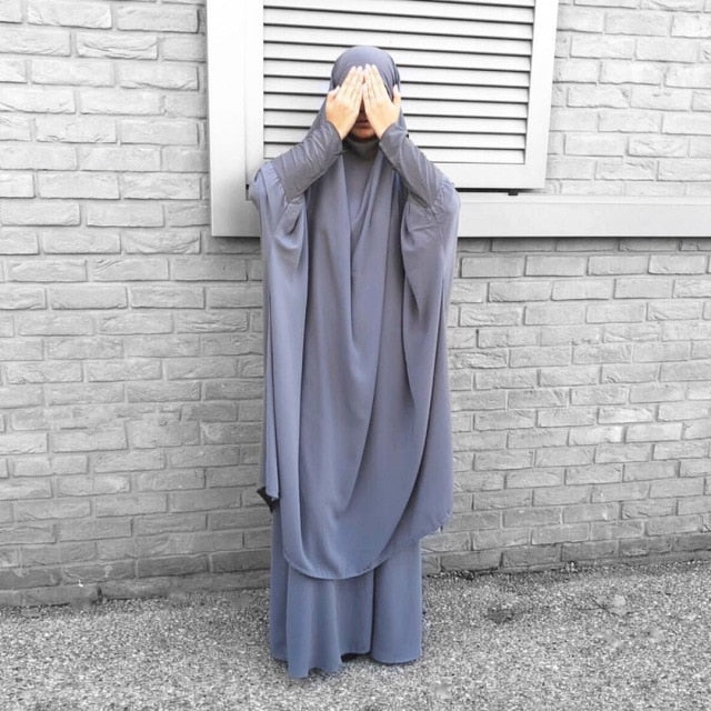 Eid Hooded Muslim Women Hijab Dress Prayer Garment Jilbab Abaya Long Khimar Ramadan Gown Abayas Skirt Sets Islamic Clothes Niqab