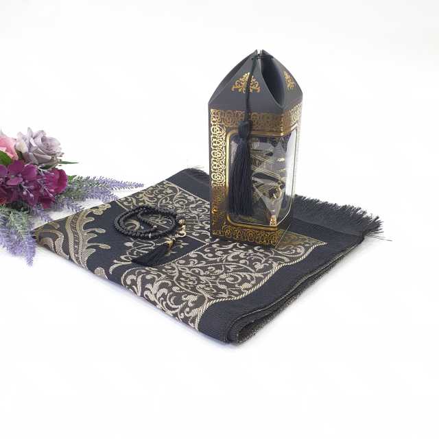 Prayer Rug and Rosary Portable Braided Mats New Style Mat Blanket Islamic Turkish Fabric Ramadan 2022 Stylish Design Boxed Gift