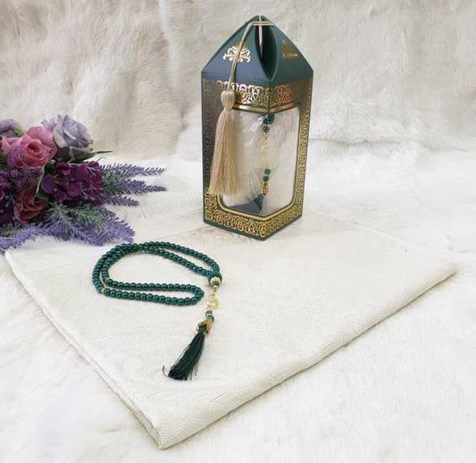 Prayer Rug and Rosary Portable Braided Mats New Style Mat Blanket Islamic Turkish Fabric Ramadan 2022 Stylish Design Boxed Gift