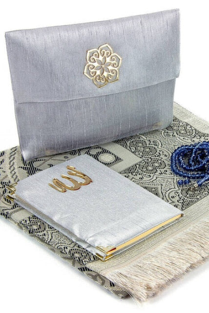 4 Pcs Luxury Muslim Prayer Rug Gift Set Islamic Products Ramadan Carpet Mat Rosary Yasin-i Sharif Worship Religious Turkey Store