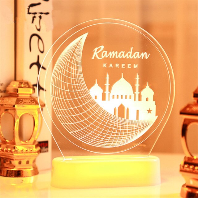 LED Muslim Festival Light Ramadan Decorations Eid Mubarak Castle Sesame Oil Moon Hanging Lamp Palace Arab Islam Party Supplies