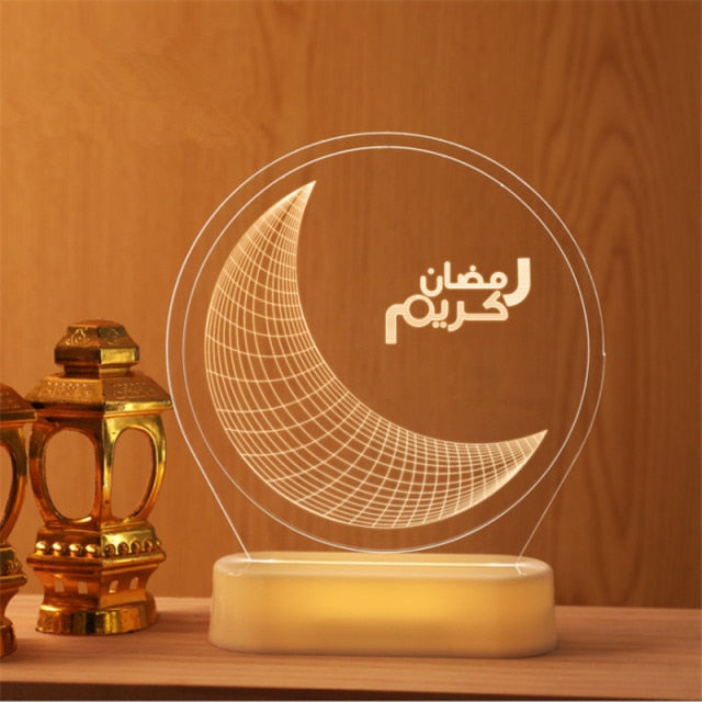 LED Muslim Festival Light Ramadan Decorations Eid Mubarak Castle Sesame Oil Moon Hanging Lamp Palace Arab Islam Party Supplies