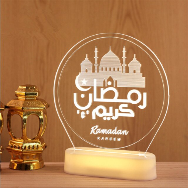 LED Muslim Festival Light Ramadan Decorations Eid Mubarak Castle Sesame Oil Moon Hanging Lamp Palace Arab Islam Party Supplies