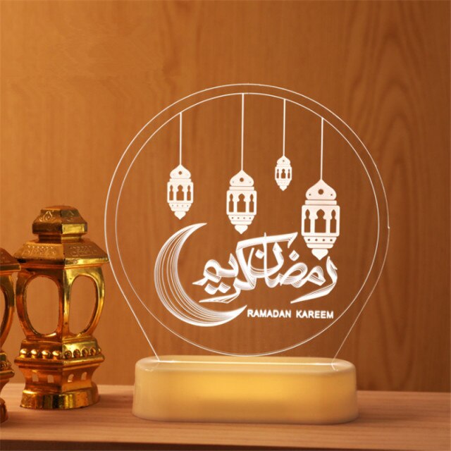 LED Muslim Festival Light Ramadan Decorations Eid Mubarak Castle Sesame Oil Moon Hanging Lamp Palace Arab Islam Party Supplies