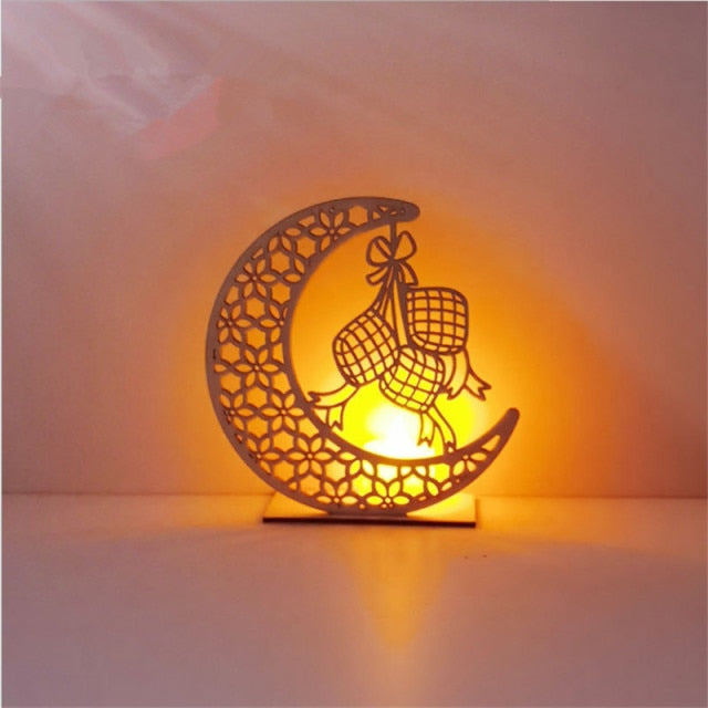 LED Muslim Festival Light Ramadan Decorations Eid Mubarak Castle Sesame Oil Moon Hanging Lamp Palace Arab Islam Party Supplies