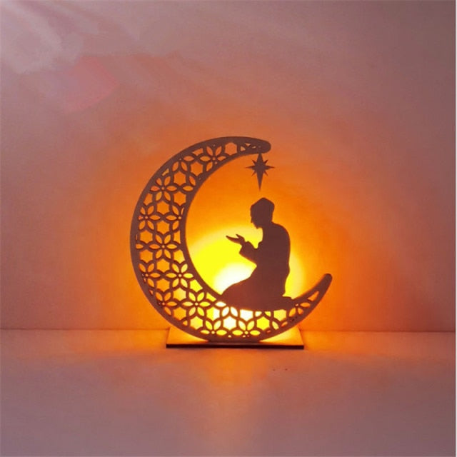 LED Muslim Festival Light Ramadan Decorations Eid Mubarak Castle Sesame Oil Moon Hanging Lamp Palace Arab Islam Party Supplies