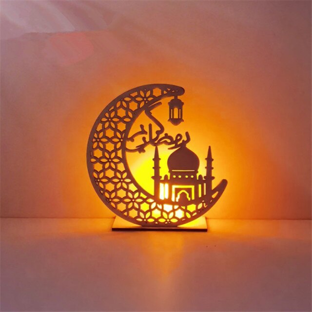 LED Muslim Festival Light Ramadan Decorations Eid Mubarak Castle Sesame Oil Moon Hanging Lamp Palace Arab Islam Party Supplies