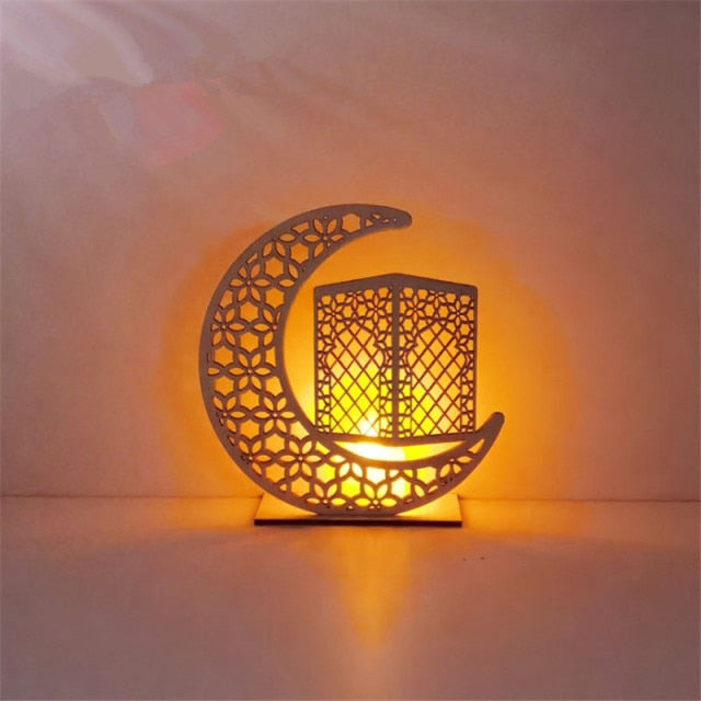 LED Muslim Festival Light Ramadan Decorations Eid Mubarak Castle Sesame Oil Moon Hanging Lamp Palace Arab Islam Party Supplies