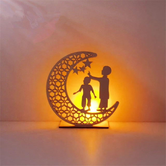 LED Muslim Festival Light Ramadan Decorations Eid Mubarak Castle Sesame Oil Moon Hanging Lamp Palace Arab Islam Party Supplies