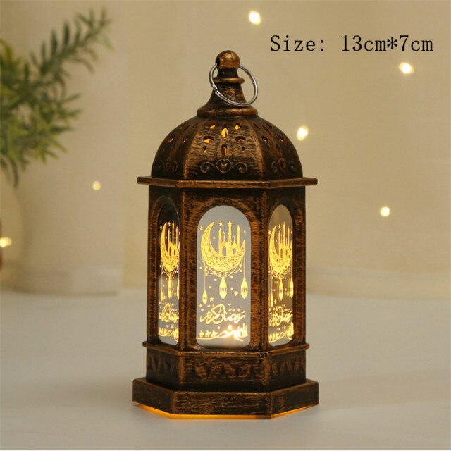 LED Muslim Festival Light Ramadan Decorations Eid Mubarak Castle Sesame Oil Moon Hanging Lamp Palace Arab Islam Party Supplies