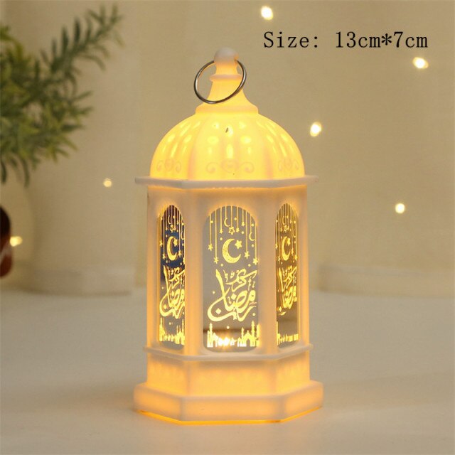 LED Muslim Festival Light Ramadan Decorations Eid Mubarak Castle Sesame Oil Moon Hanging Lamp Palace Arab Islam Party Supplies