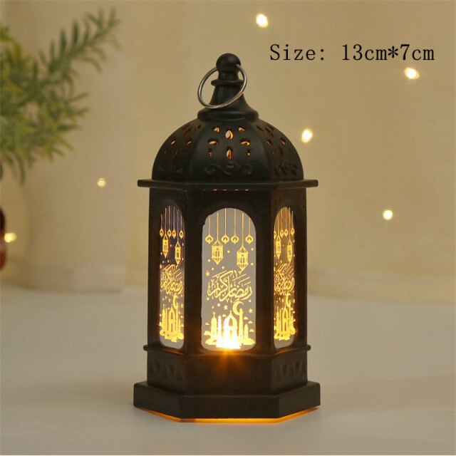 LED Muslim Festival Light Ramadan Decorations Eid Mubarak Castle Sesame Oil Moon Hanging Lamp Palace Arab Islam Party Supplies