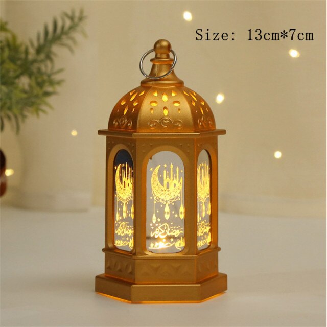 LED Muslim Festival Light Ramadan Decorations Eid Mubarak Castle Sesame Oil Moon Hanging Lamp Palace Arab Islam Party Supplies