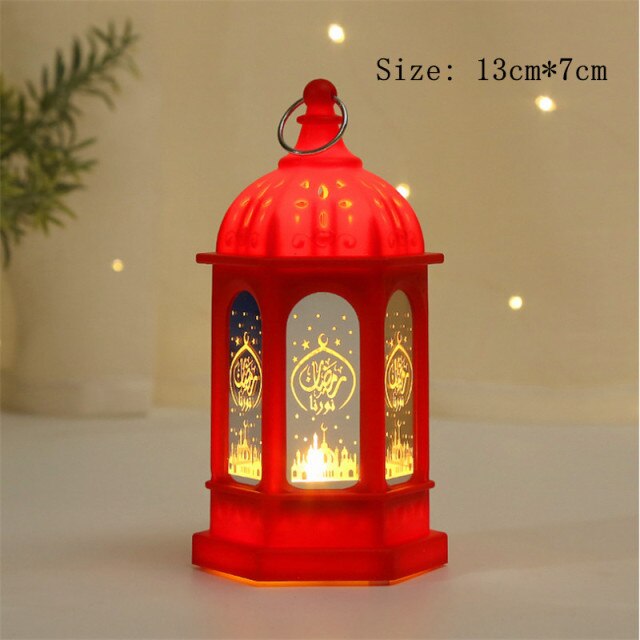 LED Muslim Festival Light Ramadan Decorations Eid Mubarak Castle Sesame Oil Moon Hanging Lamp Palace Arab Islam Party Supplies