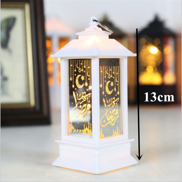 LED Muslim Festival Light Ramadan Decorations Eid Mubarak Castle Sesame Oil Moon Hanging Lamp Palace Arab Islam Party Supplies