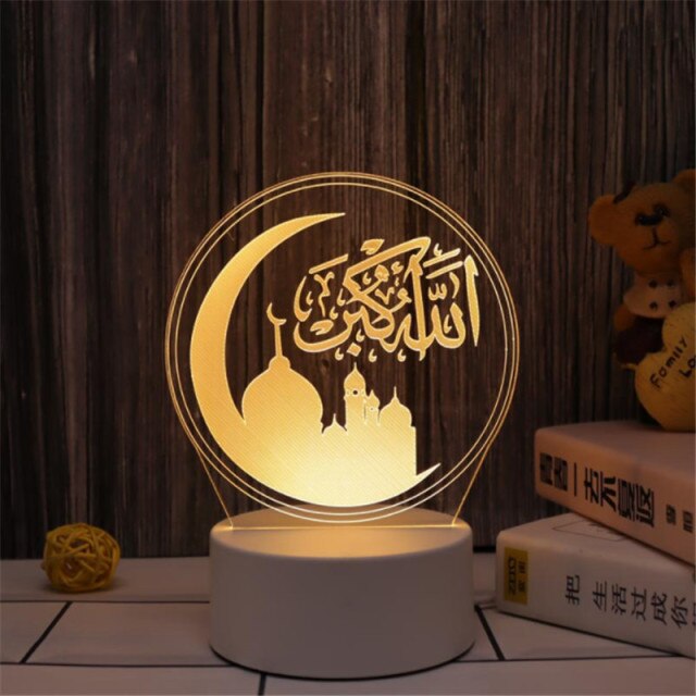 LED Muslim Festival Light Ramadan Decorations Eid Mubarak Castle Sesame Oil Moon Hanging Lamp Palace Arab Islam Party Supplies