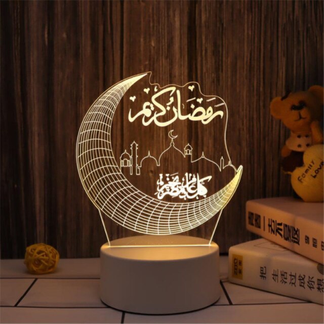 LED Muslim Festival Light Ramadan Decorations Eid Mubarak Castle Sesame Oil Moon Hanging Lamp Palace Arab Islam Party Supplies