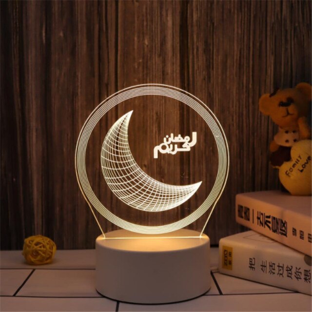 LED Muslim Festival Light Ramadan Decorations Eid Mubarak Castle Sesame Oil Moon Hanging Lamp Palace Arab Islam Party Supplies