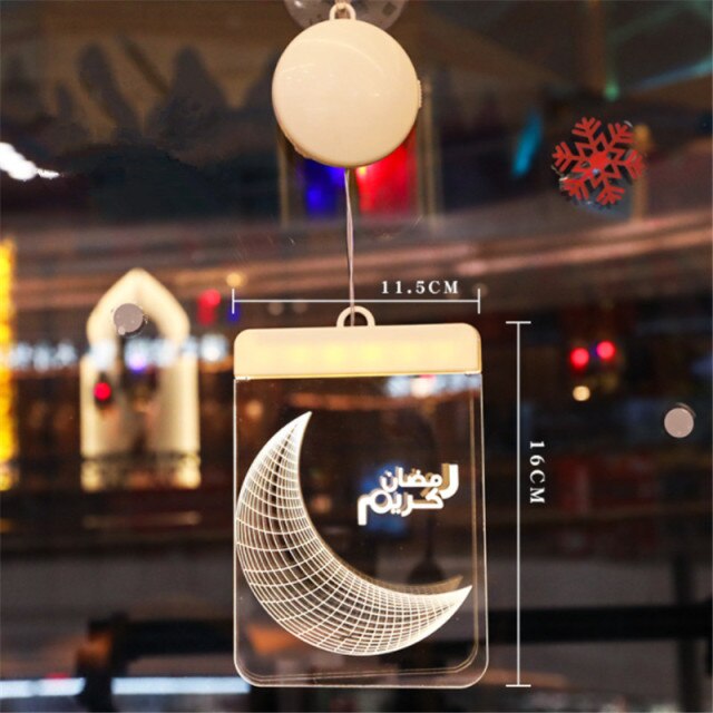 LED Muslim Festival Light Ramadan Decorations Eid Mubarak Castle Sesame Oil Moon Hanging Lamp Palace Arab Islam Party Supplies