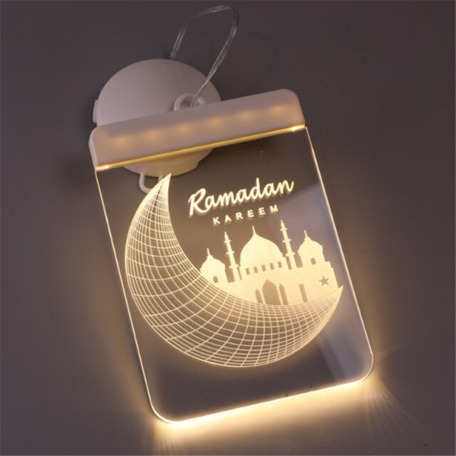 LED Muslim Festival Light Ramadan Decorations Eid Mubarak Castle Sesame Oil Moon Hanging Lamp Palace Arab Islam Party Supplies