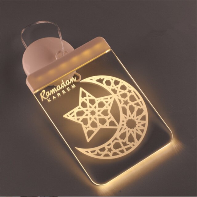 LED Muslim Festival Light Ramadan Decorations Eid Mubarak Castle Sesame Oil Moon Hanging Lamp Palace Arab Islam Party Supplies