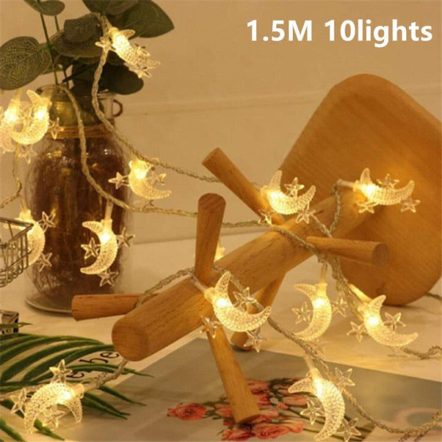 LED Muslim Festival Light Ramadan Decorations Eid Mubarak Castle Sesame Oil Moon Hanging Lamp Palace Arab Islam Party Supplies