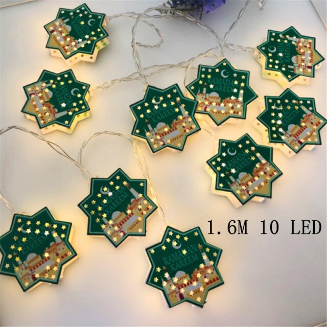 LED Muslim Festival Light Ramadan Decorations Eid Mubarak Castle Sesame Oil Moon Hanging Lamp Palace Arab Islam Party Supplies