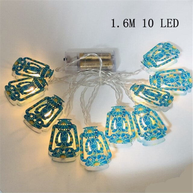 LED Muslim Festival Light Ramadan Decorations Eid Mubarak Castle Sesame Oil Moon Hanging Lamp Palace Arab Islam Party Supplies