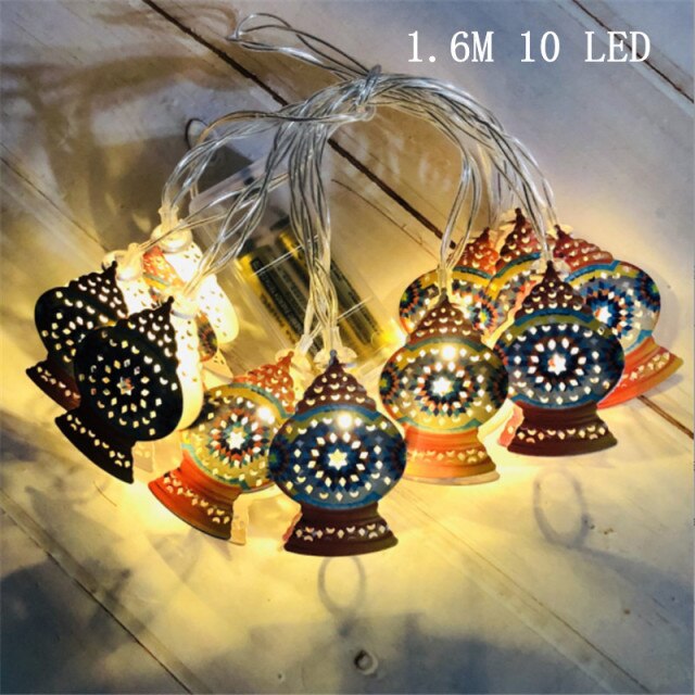 LED Muslim Festival Light Ramadan Decorations Eid Mubarak Castle Sesame Oil Moon Hanging Lamp Palace Arab Islam Party Supplies