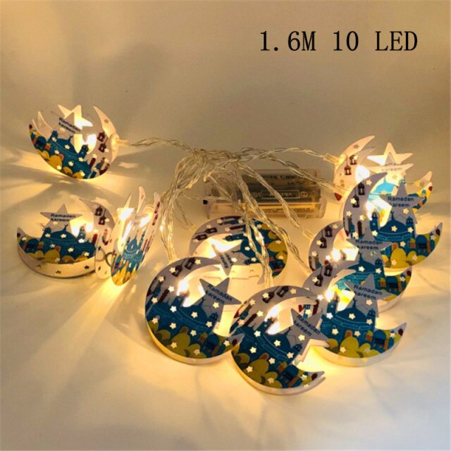 LED Muslim Festival Light Ramadan Decorations Eid Mubarak Castle Sesame Oil Moon Hanging Lamp Palace Arab Islam Party Supplies