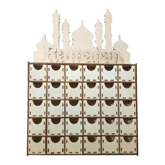 Wooden Eid Ramadan Mubarak Advent Calendar Muslim Islamic Eid Decorationss Ornament Party Supplies