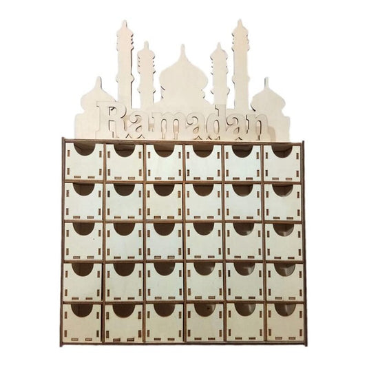Wooden Eid Ramadan Mubarak Advent Calendar Muslim Islamic Eid Decorationss Ornament Party Supplies
