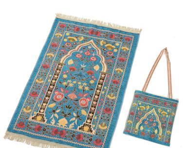 New Hot Sale Soft Prayer Rug With Bag 70*110cm Polyester Islamic Pray Mat Muslim Eid Islamic Praying Mat Travel Blanket