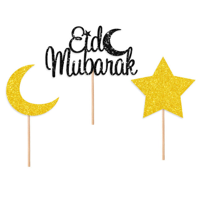 Rose Gold Eid Mubarak Disposable Tableware Paper Plates Cups Napkins Banner Ramadan Kareem Islam Party Eid Al-Fitr Home Supplies