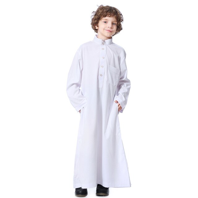 Robes Islamic Arabic Kaftan Muslim Clothing Middle East Dubai Abaya Teenage Long Sleeves Clothes Cute Style Solid Color Robe
