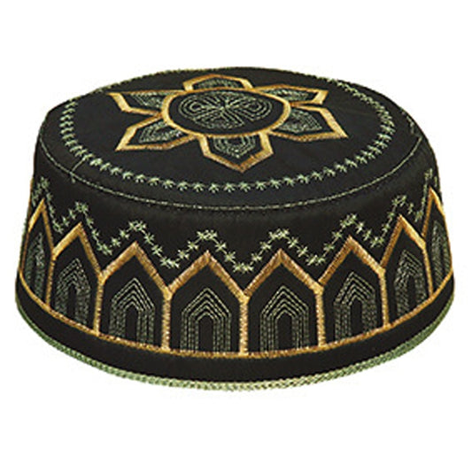 Abaya Prayer Hats Fashion Muslim Headwear Turban Indian Hat Topi Kufi Round Cap 2022 New Black Embroidered Arabia Islamic Hat